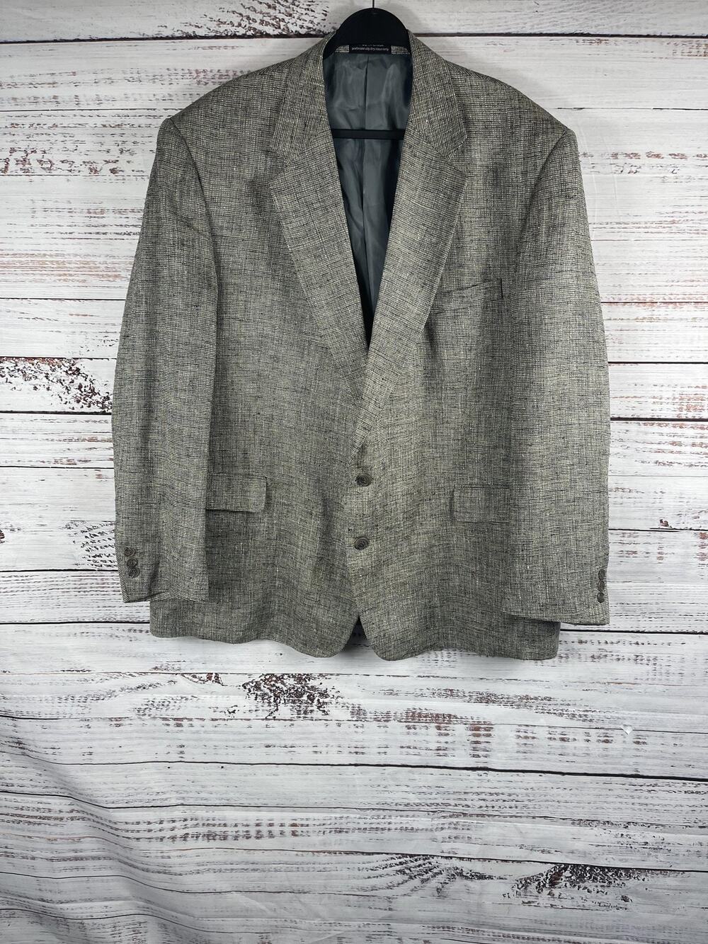 TravelSmith Blazer Mens 50R Gray Silk Sport Coat Two Button Lined Pockets Jacket